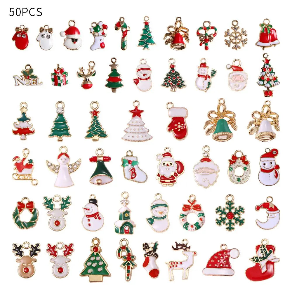 10-50PCS  A+ NewYear Fashion Metal Alloy Christmas Charm Decor Set Xmas Pendant Drop Ornaments Hanging Christmas Decoration