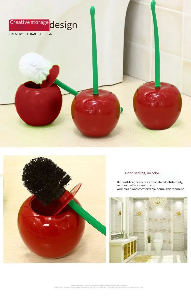 1pc Red Toilet Brush Creative Lovely Cherry Shape Lavatory Toilet Brush Holder Set Toilet Holder Bathroom Accessories