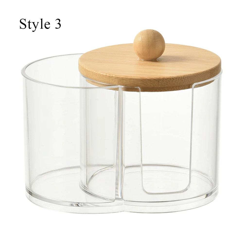 Cotton Round Pad Holder Powder Puff Storage Box Home Cotton Swab Box Makeup Organizer Dustproof Portable Durable Bathroom Jar