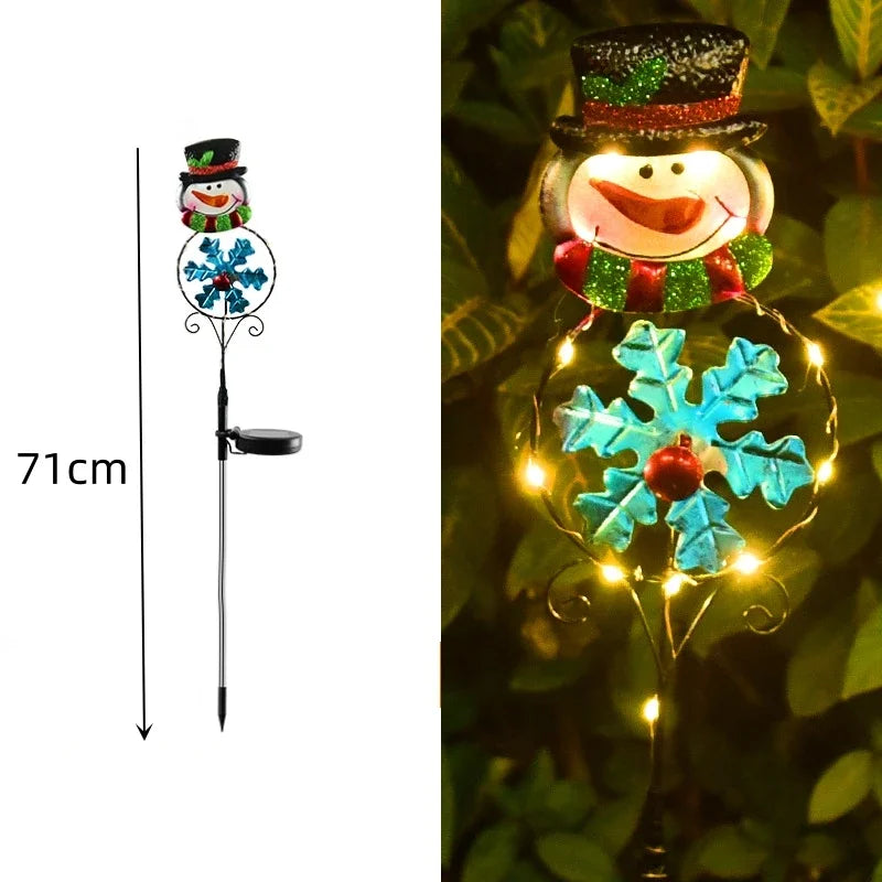 LED Snowman Solar Garden Light Outdoor Ground Stake Light Solar Powered Xmas Pathway Lights for Christmas Lawn Yard Decoration