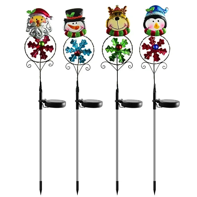 LED Snowman Solar Garden Light Outdoor Ground Stake Light Solar Powered Xmas Pathway Lights for Christmas Lawn Yard Decoration