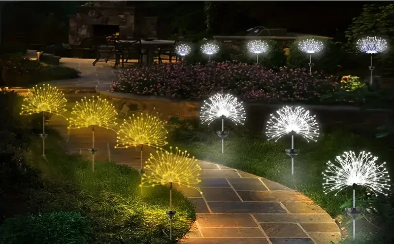 NEW 200LEDs Solar Fireworks Lights Outdoor Waterproof Solar Garden Lights 8 Lighting Modes With Remote Control Decorations Light