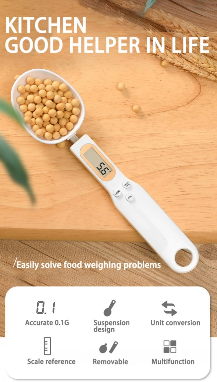 Weighing Spoon Scale Home Kitchen Tool Electronic Measuring Coffee Food Flour Powder Baking LCD Digital Measurement adjustable