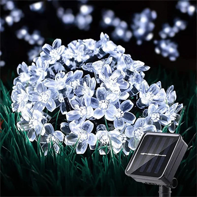 Solar Garden Light Flower Outdoor Solar  String Lights Waterproof Fairy Simulation Floral Garlands Lamp Christmas Decoration