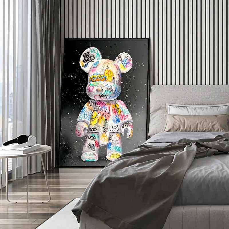 Cartoon Cute Beer Graffiti Canvas Painting Cartoon Character Pop Art Posters Street Wall Art Picture for Home Kawaii Room Decor