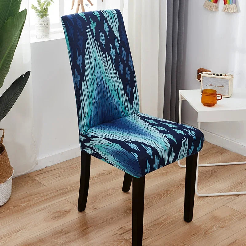 Printed Chair Cover Elastic Seat Chair Covers Removable Chair Slipcover For Wedding Hotel Banquet Dining Room Office Home Decor