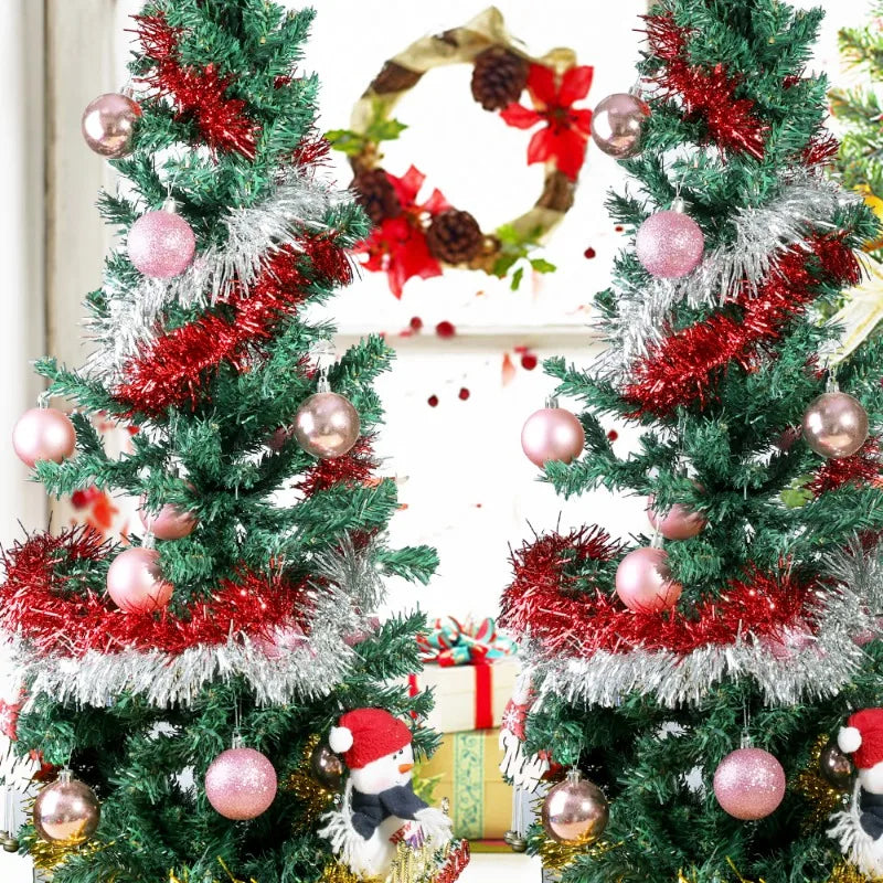 1.5/30M Colorful Christmas Ribbon Garland Xmas Tree Wrapping Tinsel Ribbons DIY Bar Wedding New Year Party Ribbon Decorations