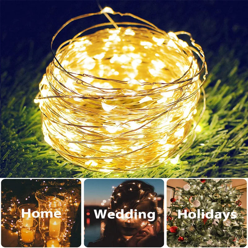 7m/12m/22m/32m Solar LED Fairy String Light Outdoor Waterproof 8Modes Street Garland for Party Wedding Christmas Decoration Lamp