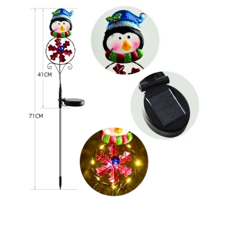 LED Snowman Solar Garden Light Outdoor Ground Stake Light Solar Powered Xmas Pathway Lights for Christmas Lawn Yard Decoration