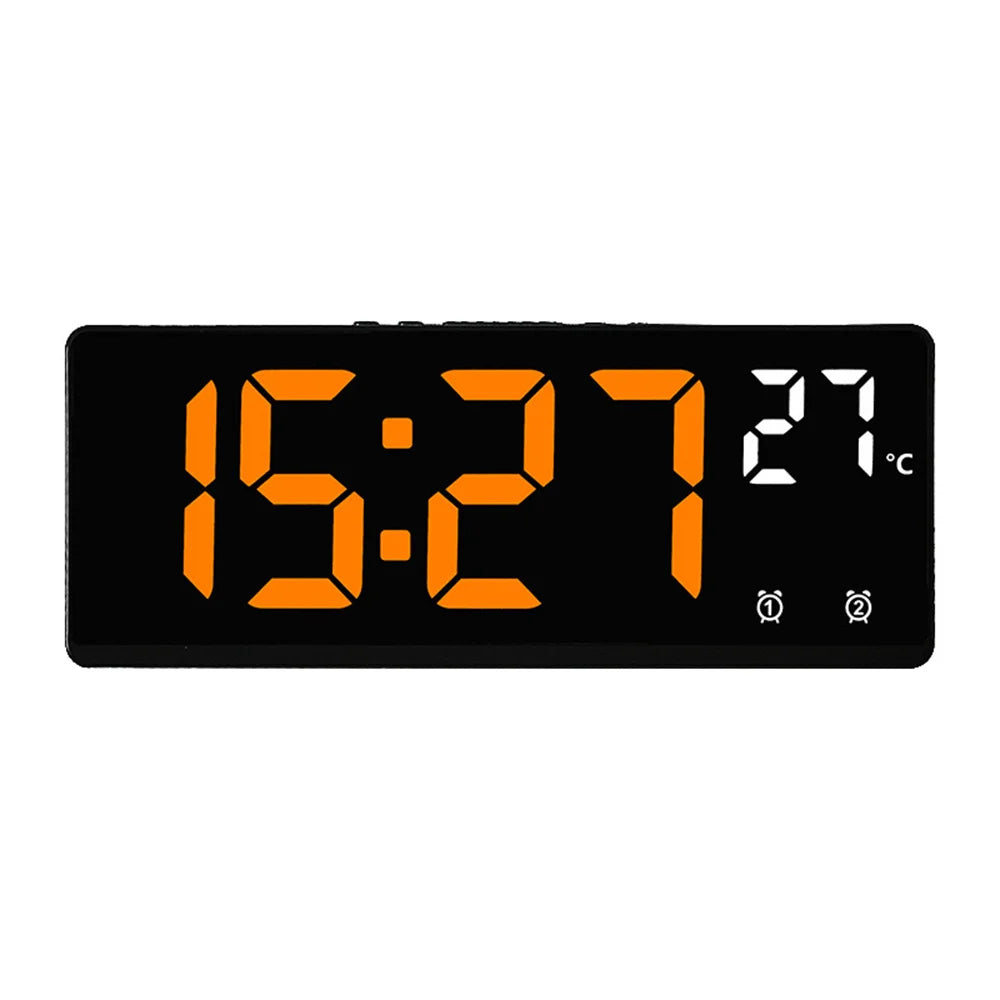 Voice Control Digital Alarm Clock Temperature Dual Alarm Snooze Desktop Table Clock Night Mode 12/24H LED Clock Watch Desk Clock