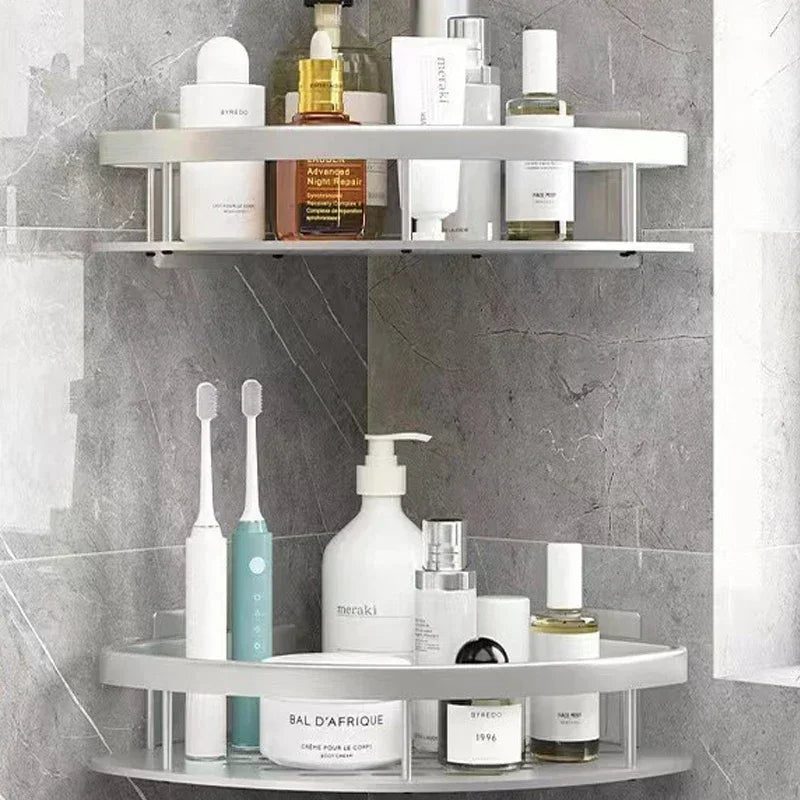 Bathroom Nail-free Shelf Shower Corner Shelf Aluminum Shampoo Shelf Shower Supply Storage Bathroom Accessories Bathroom Shelves