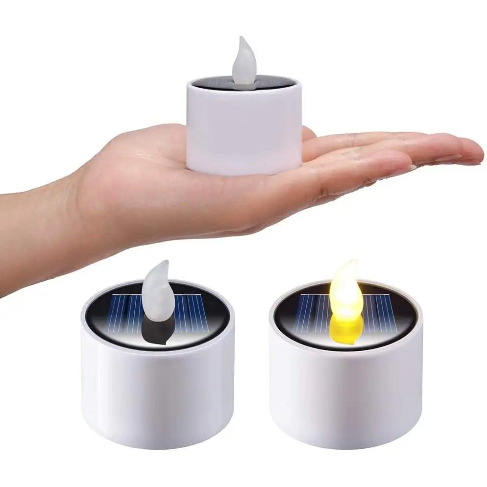 Solar Candles Light Tea Lamps Flicker Candles Flameless Outdoor Waterproof LED Light Halloween Home Decoration Supplies