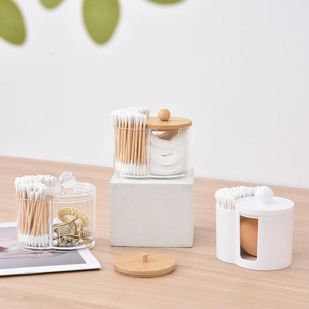 Cotton Round Pad Holder Powder Puff Storage Box Home Cotton Swab Box Makeup Organizer Dustproof Portable Durable Bathroom Jar