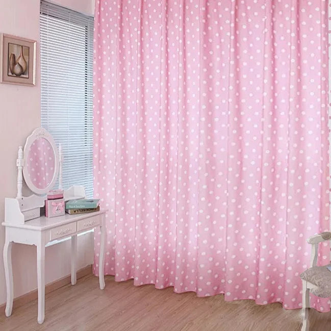 Small Dot Pattern Curtains Korean Fresh Semi Shade Curtains Kids Girls Bedroom Curtains Cloth Tulle Custom Made X-WP122#20