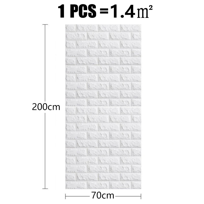 3D Wall Sticker 70cmx2m Continuous Retro Imitation Brick Wallpaper Self Adhesive Waterproof WallcoveringLiving Room Wall Decor