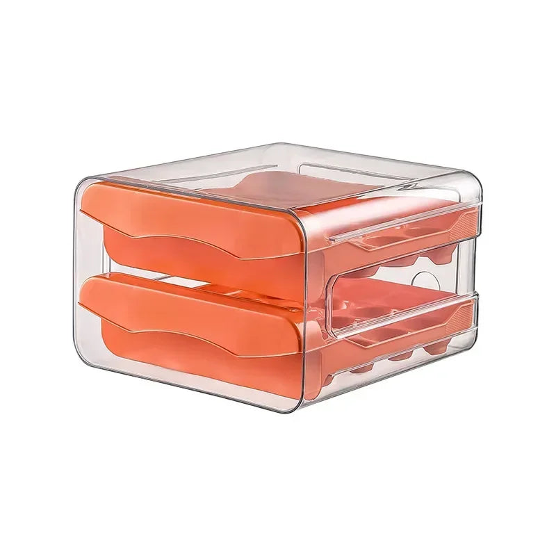 Automatic Scrolling Egg Rack Holder Storage Box Egg Basket Container Organizer Rolldown Refrigerator Double-layer Egg Shelf