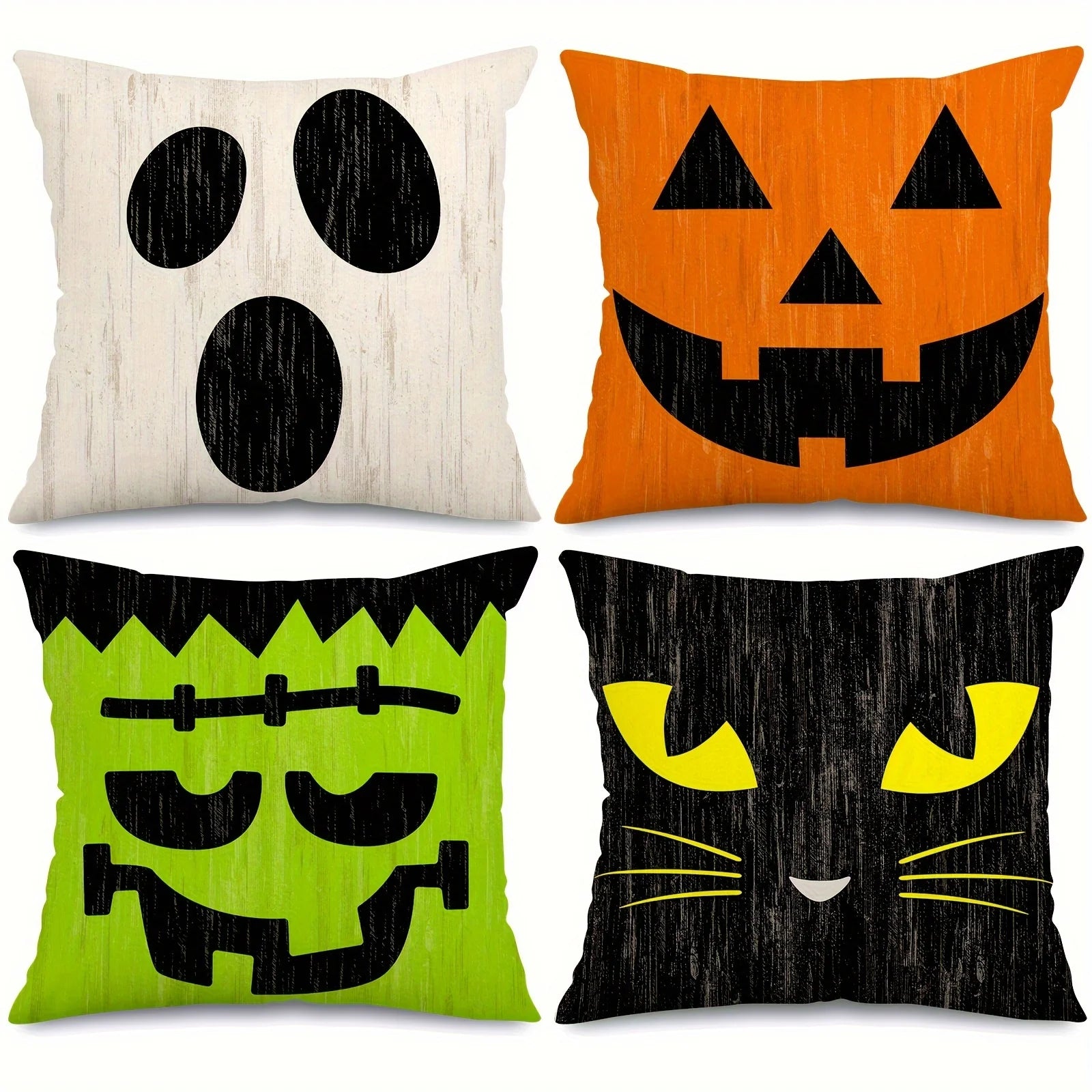 4pcs Halloween Pillowcase Home Sofa Cushion Square Ghost Party Decoration Pillowcase Does Not Include Pillow Core