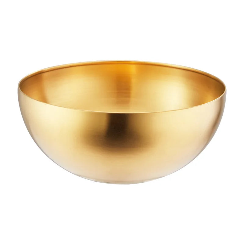 4pcs Gold Stainless Steel Fruit Salad Bowls Soup Rice Noodle Ramen Bowl Kitchen Tableware Utensils Food Container Mixing Bowls