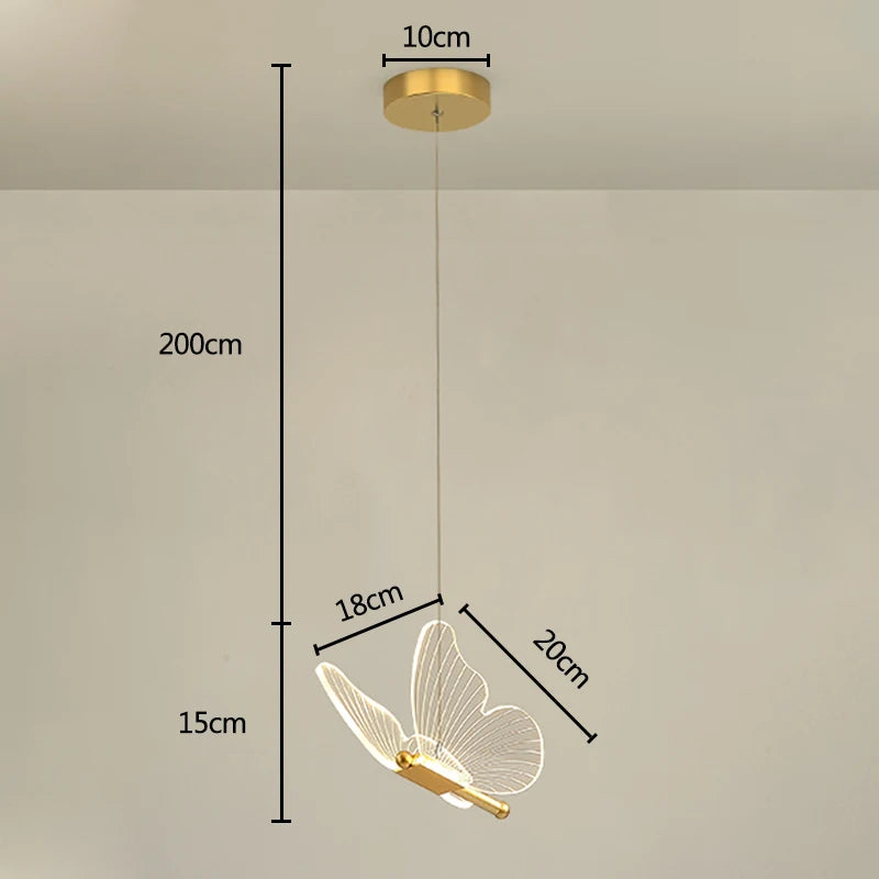 Lustre LED Pendant Light Fixture Butterfly Hanging Lamps For Ceiling Kitchen Bedside Living Room Decor Nordic Pendant Lamp