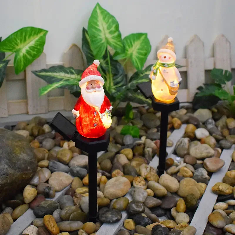 2024 Christmas Pathway LED Solar Lights Outdoor Waterproof Lawn Stake Lamp for Walkway Yard Home Decor Holiday Santa Claus