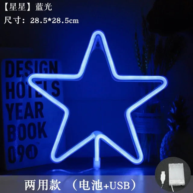 Christmas Led Neon Light Sign Moon Star Night Light Xmas Wedding Party Holiday Kids gift Room Home Fariy Decorations Neon Lamp