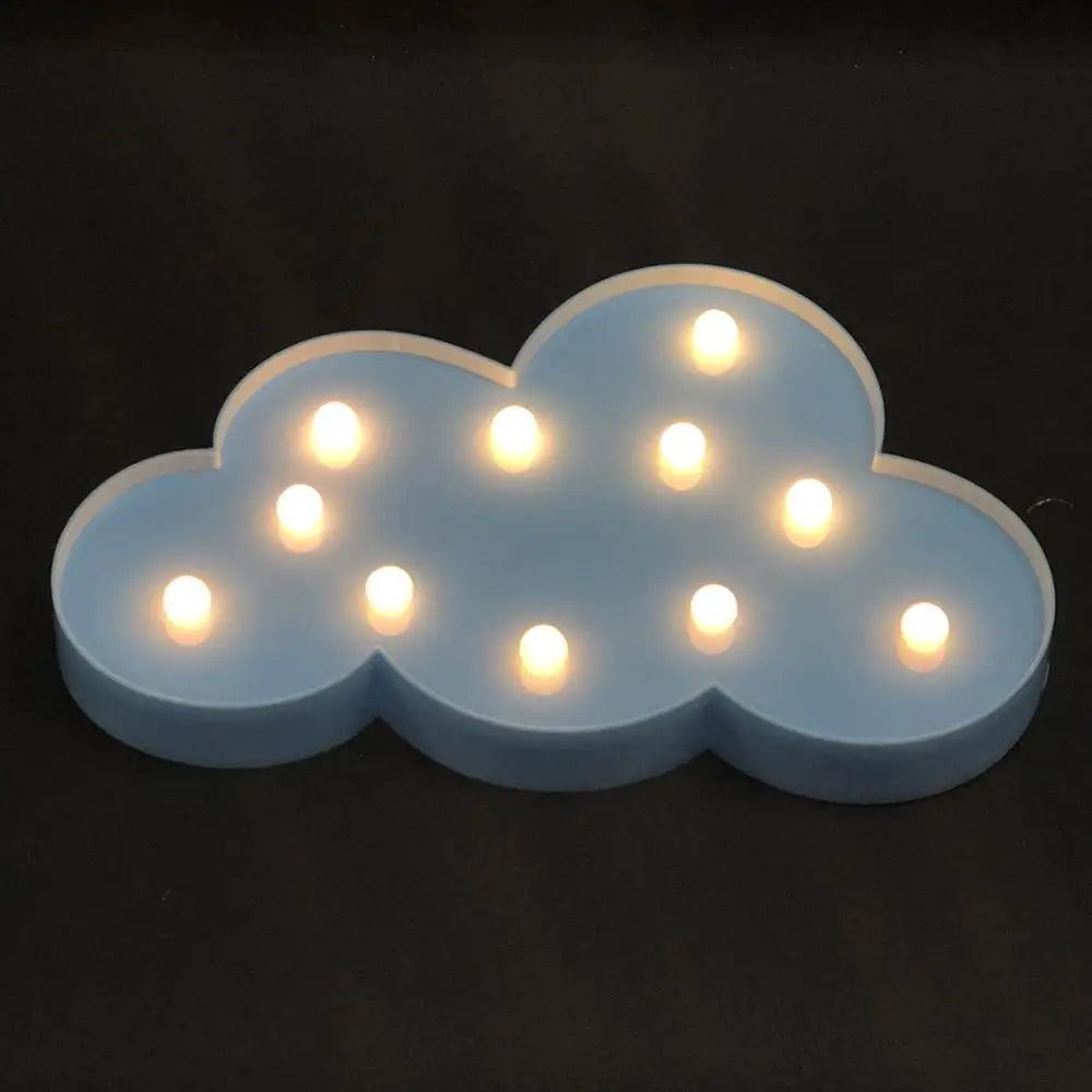 Rainbow Star Cloud Moon LED Night Light Battery Powered Wall Hanging Lamps Warm White Marquee Sign for Bedroom Nursery Decor