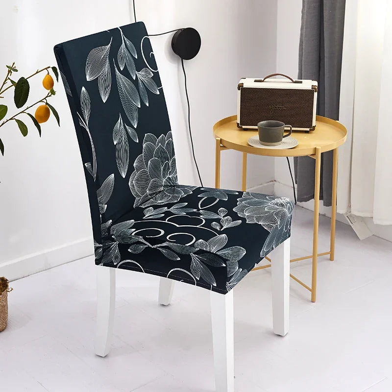 Printed Chair Cover Elastic Seat Chair Covers Removable Chair Slipcover For Wedding Hotel Banquet Dining Room Office Home Decor