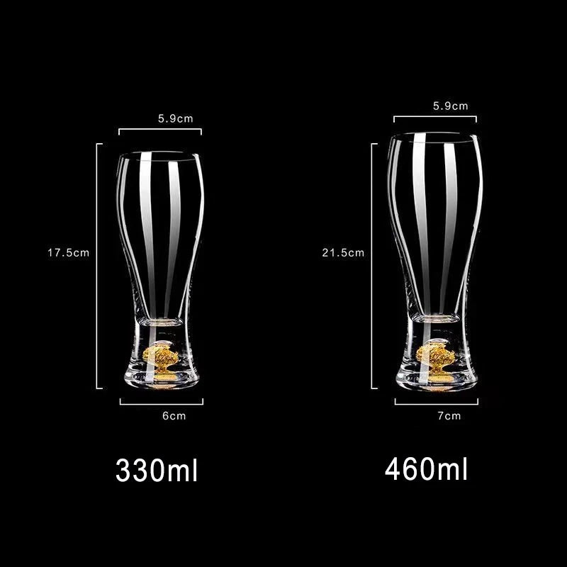 330/465ml Gold Foil Beer Mug Home Classic Beer Glass Cup Personalized Craft Glass Mug Large Capacity Cup Bar Specific Wine Glass