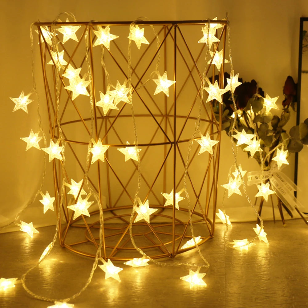 LED String Lights Outdoor Star Chain Lights Garland Lights Bulb Fairy Lights Party Home Wedding Garden Christmas Decor