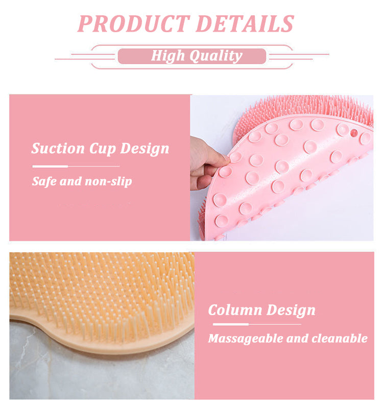 Silicone Rub Back Brush Bathroom Non-slip Wash Foot Pad Massage Shower Mat with Sucker Bath Massage Foot Exfoliating Brush Pad