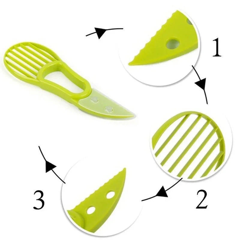 3 In 1 Avocado Slicer Shea Corer Butter Fruit Peeler Cutter Pulp Separator Plastic Knife Kitchen Vegetable Tools