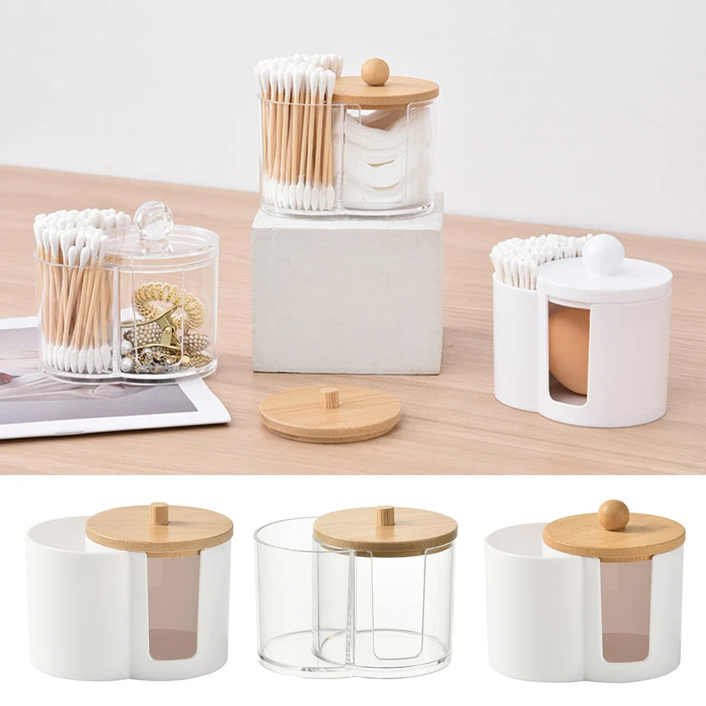 Cotton Round Pad Holder Powder Puff Storage Box Home Cotton Swab Box Makeup Organizer Dustproof Portable Durable Bathroom Jar