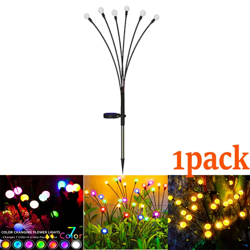 12Pack Outdoor LED Solar Lights Waterproof Starburst Solar Firefly Lights Lawn Lamp Garden Lamp for Path Landscape Decorative