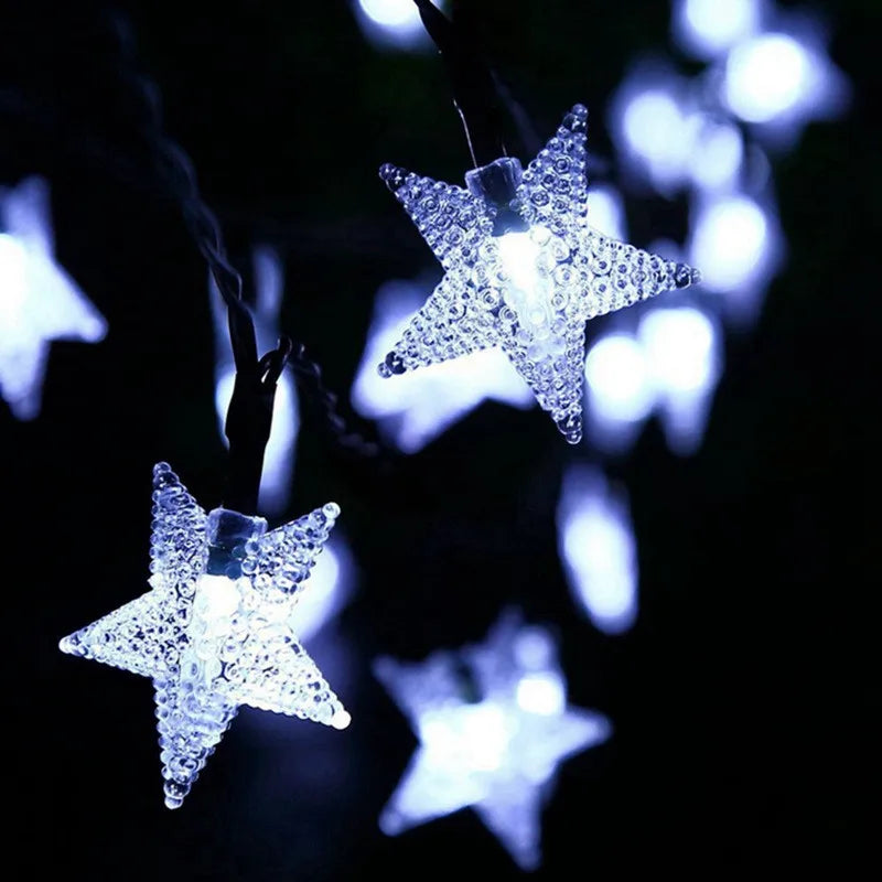 Solar Star String Lights Outdoor Waterproof LED Solar Powered Fairy Lights For Christmas Patio Garden Yard Porch Wedding Decor