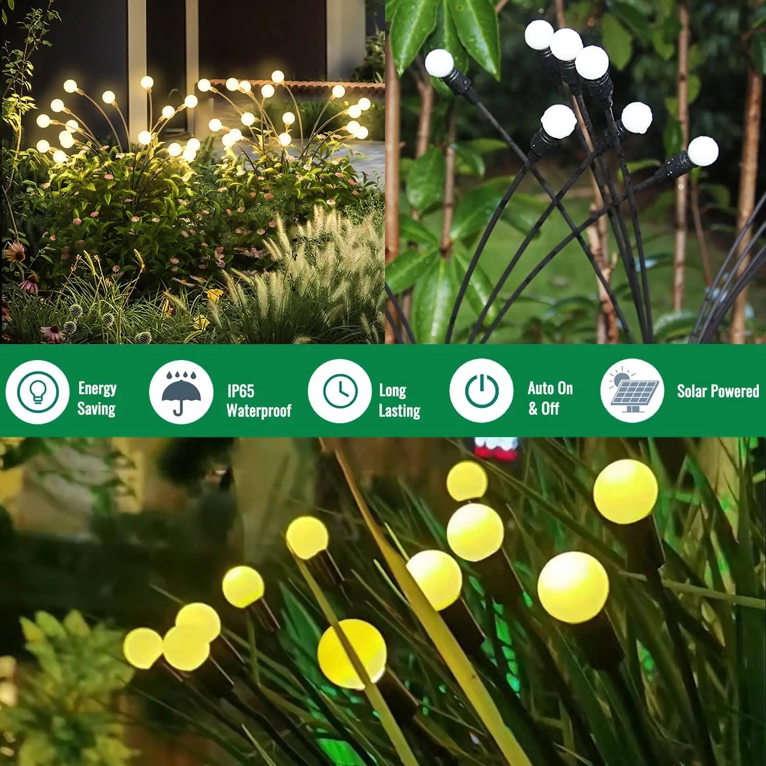 12Pack Outdoor LED Solar Lights Waterproof Starburst Solar Firefly Lights Lawn Lamp Garden Lamp for Path Landscape Decorative