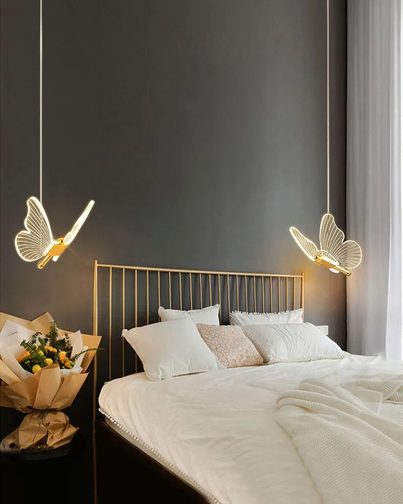 Lustre LED Pendant Light Fixture Butterfly Hanging Lamps For Ceiling Kitchen Bedside Living Room Decor Nordic Pendant Lamp