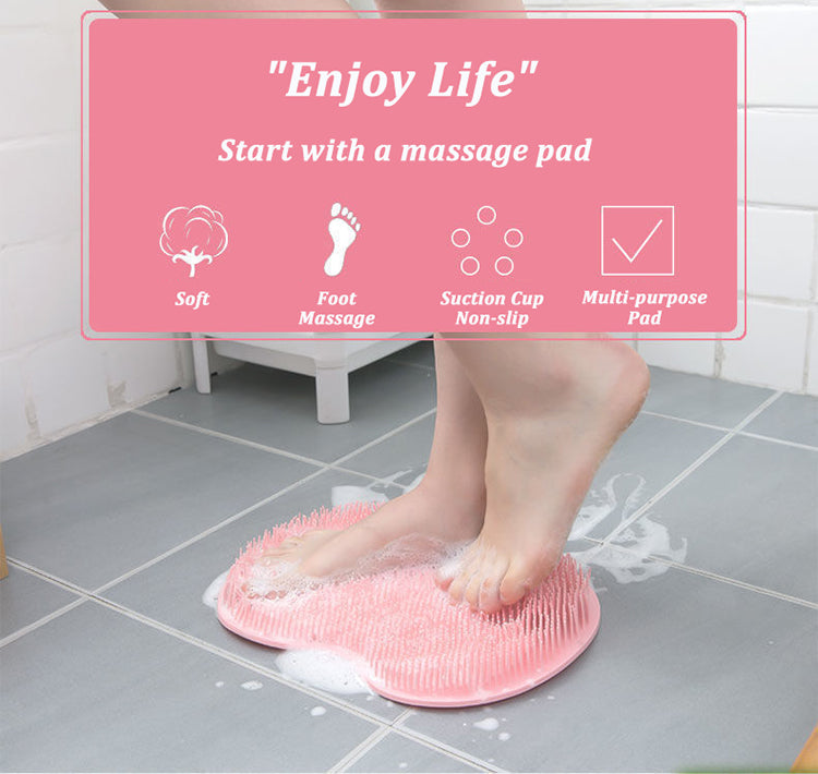 Silicone Rub Back Brush Bathroom Non-slip Wash Foot Pad Massage Shower Mat with Sucker Bath Massage Foot Exfoliating Brush Pad