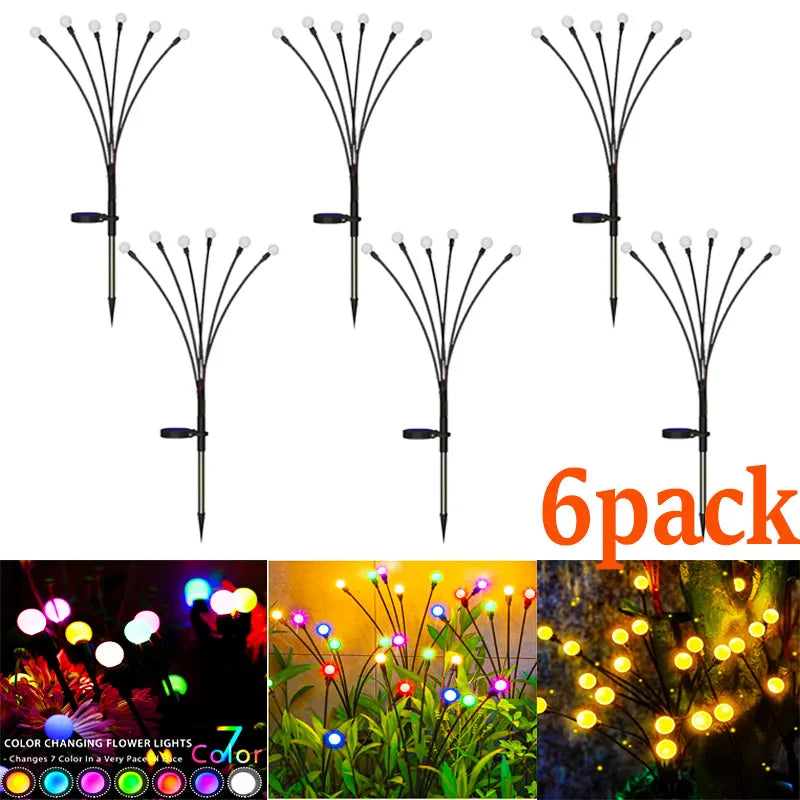 12Pack Outdoor LED Solar Lights Waterproof Starburst Solar Firefly Lights Lawn Lamp Garden Lamp for Path Landscape Decorative