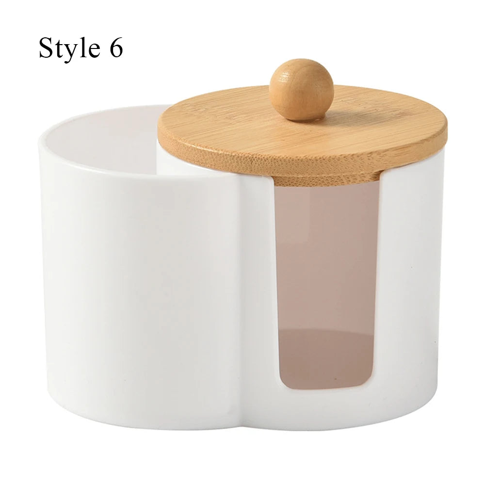 Cotton Round Pad Holder Powder Puff Storage Box Home Cotton Swab Box Makeup Organizer Dustproof Portable Durable Bathroom Jar