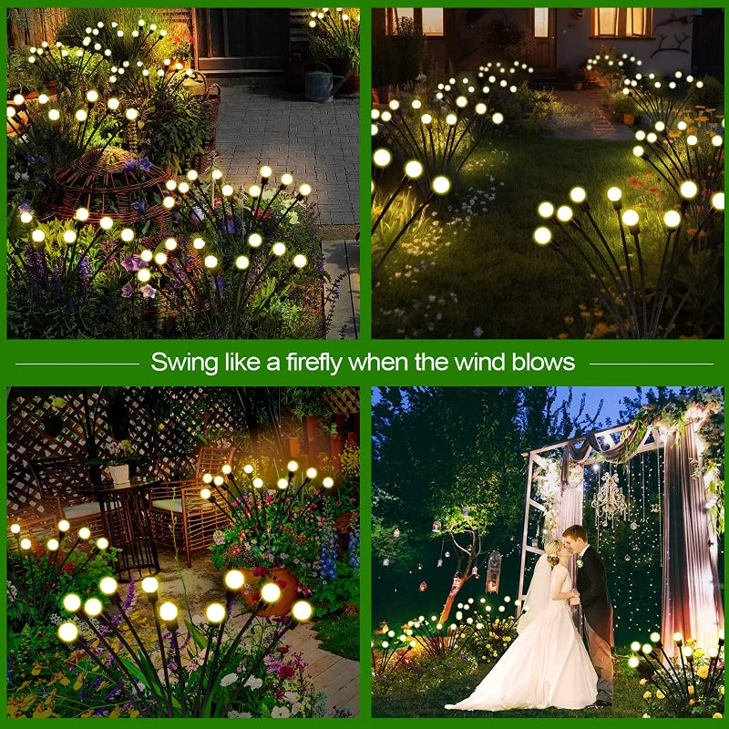 12Pack Outdoor LED Solar Lights Waterproof Starburst Solar Firefly Lights Lawn Lamp Garden Lamp for Path Landscape Decorative