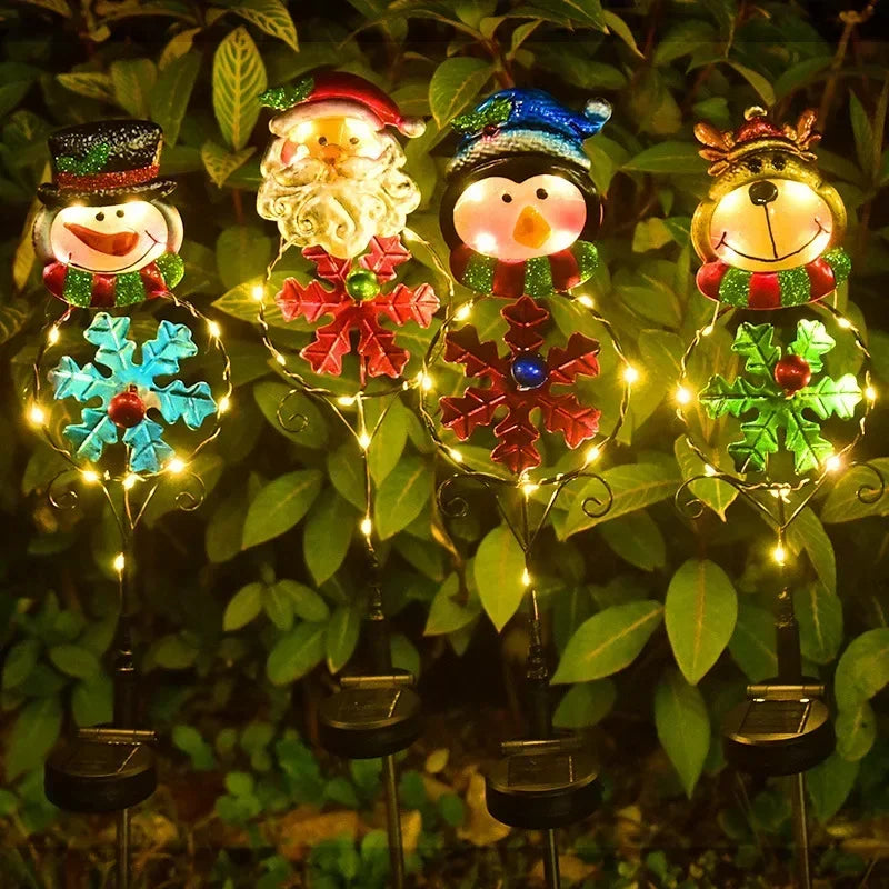 LED Snowman Solar Garden Light Outdoor Ground Stake Light Solar Powered Xmas Pathway Lights for Christmas Lawn Yard Decoration