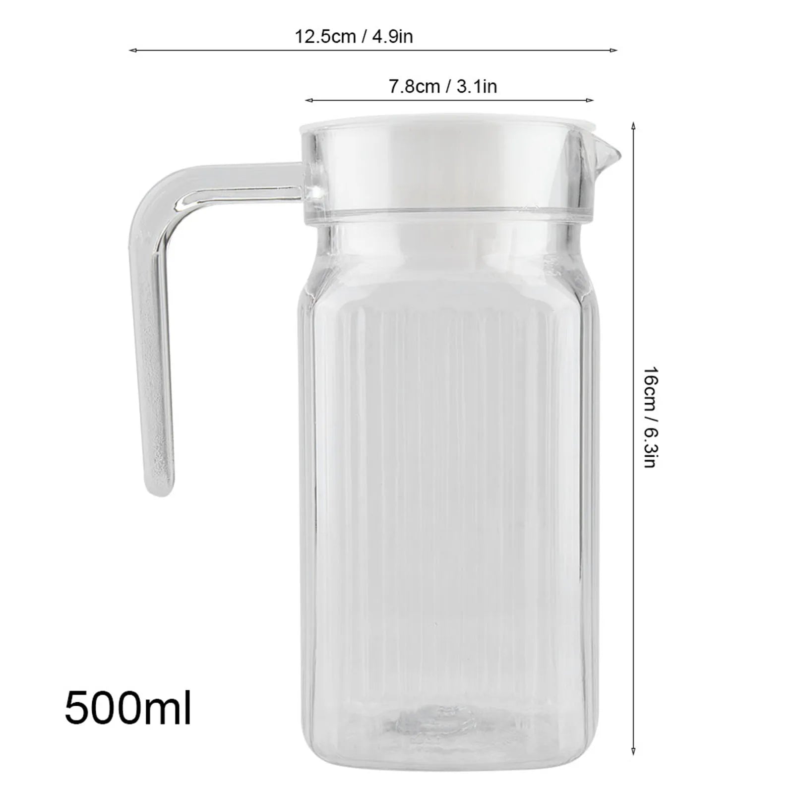 Cold Water Bottle Acrylic Transparent Juice Bottle Striped Water Ice Cold Juice Jug with Lid for Bar Home Restaurant Coffee Shop