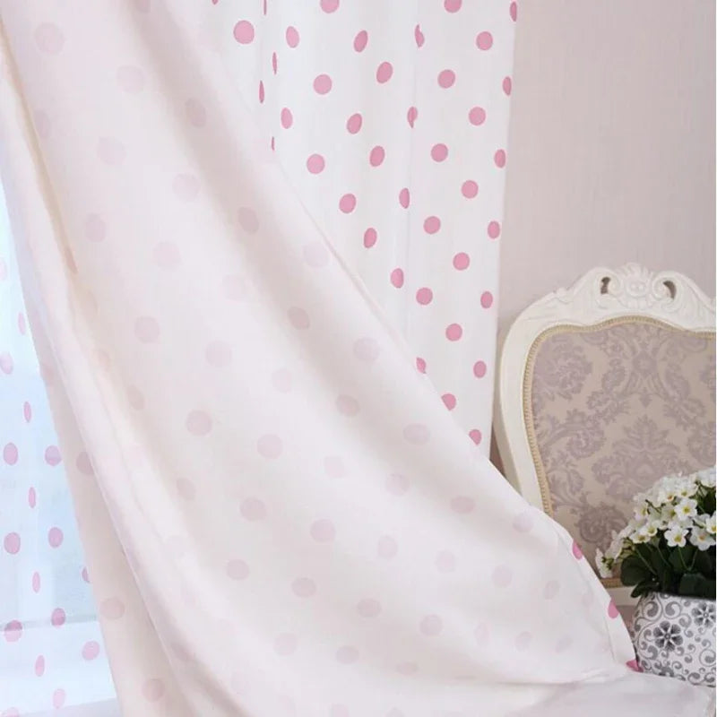 Small Dot Pattern Curtains Korean Fresh Semi Shade Curtains Kids Girls Bedroom Curtains Cloth Tulle Custom Made X-WP122#20