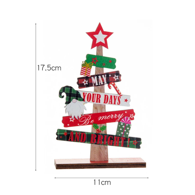 Wooden Christmas Tree Desktop Ornament Santa Claus Merry Christmas Sign Plaque Xmas Decoration for Home 2025 New Years Noel Gift