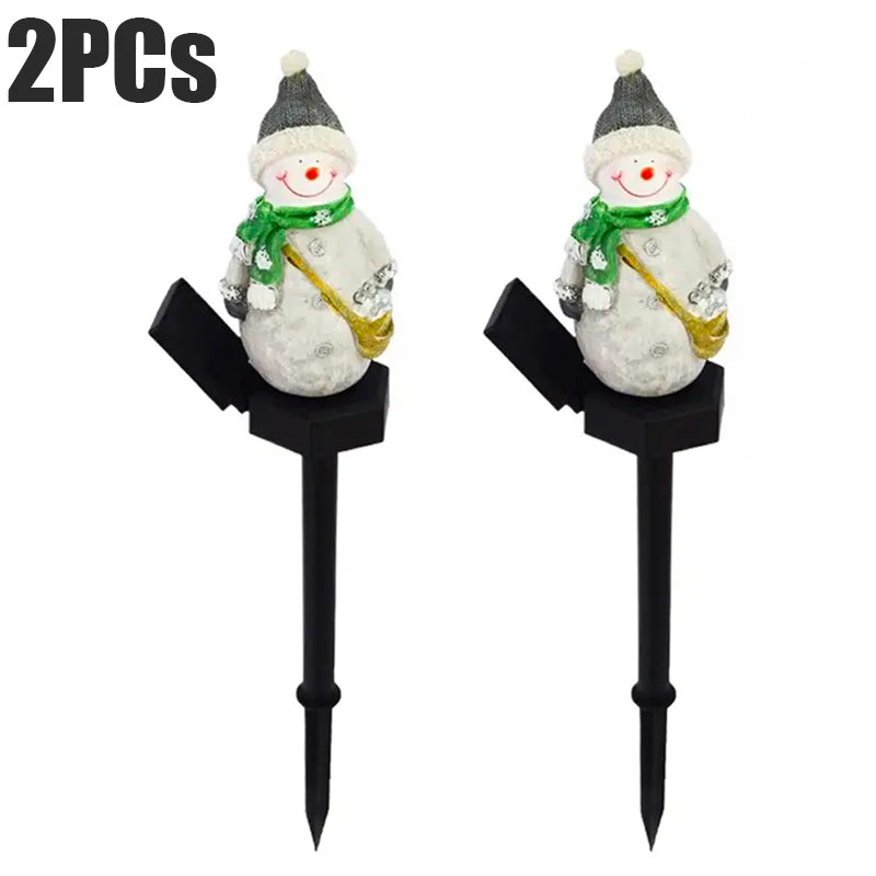 2024 Christmas Pathway LED Solar Lights Outdoor Waterproof Lawn Stake Lamp for Walkway Yard Home Decor Holiday Santa Claus