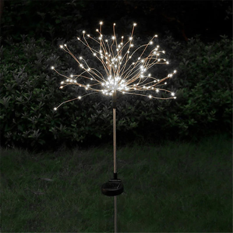 AlliLit LED Solar Fireworks Lights Waterproof Outdoor Dandelion Flash String Fairy Lights for Garden Landscape Lawn Decor