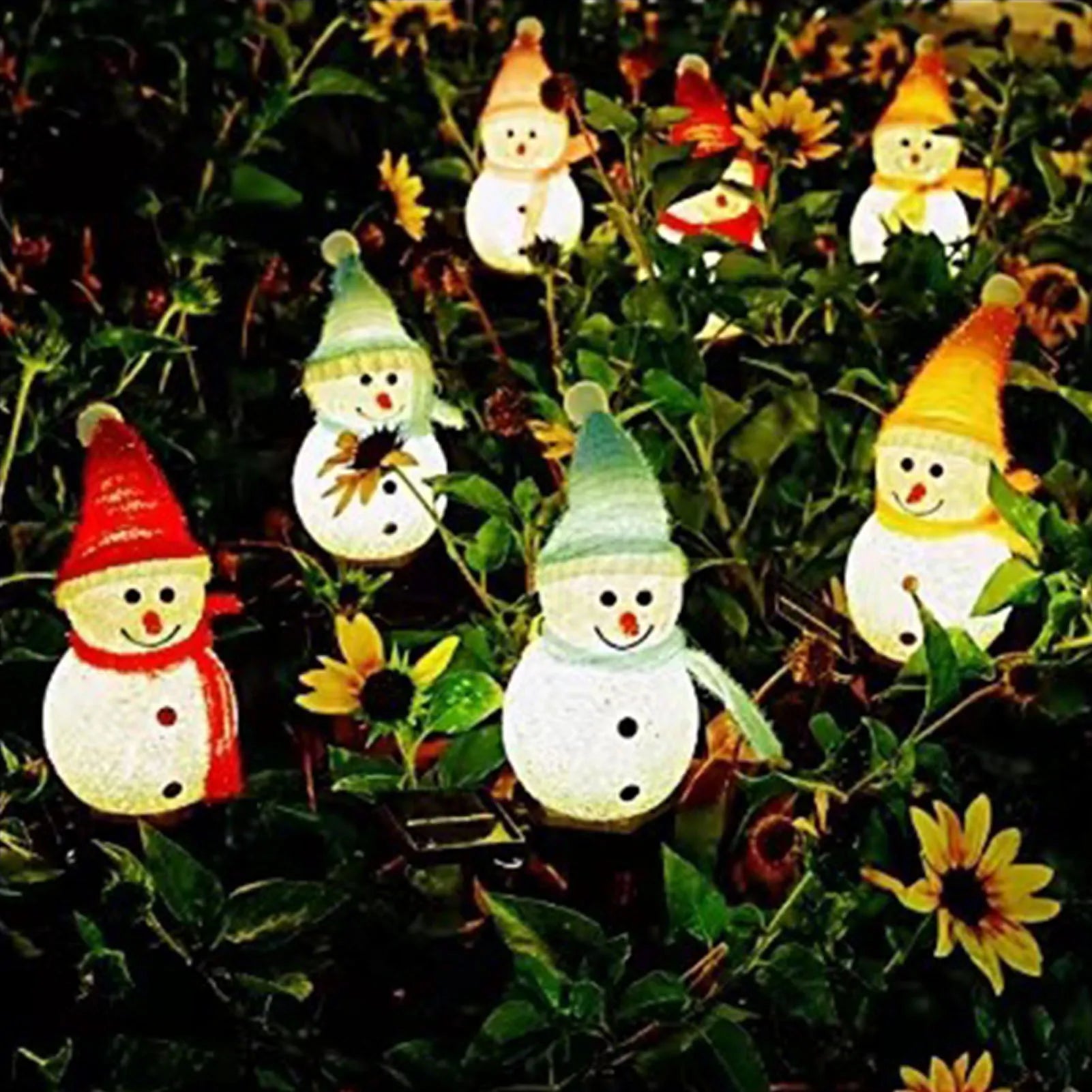 Snowman Shape LED Solar Lights Vibrant Atmosphere Landscape Light for Christmas Theme Party Decor