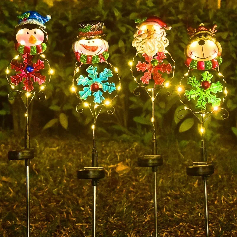 LED Snowman Solar Garden Light Outdoor Ground Stake Light Solar Powered Xmas Pathway Lights for Christmas Lawn Yard Decoration