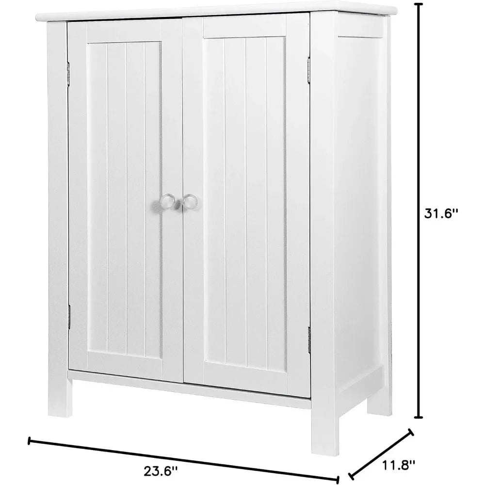 bathroom storage cabinet, Modern Bathroom Floor Storage Cabinet with Adjustable Shelf and Double Door Rust Proof, Living Room