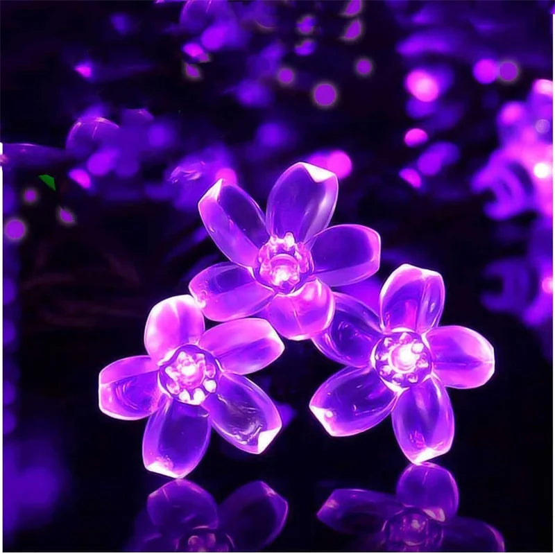 Solar Garden Light Flower Outdoor Solar  String Lights Waterproof Fairy Simulation Floral Garlands Lamp Christmas Decoration